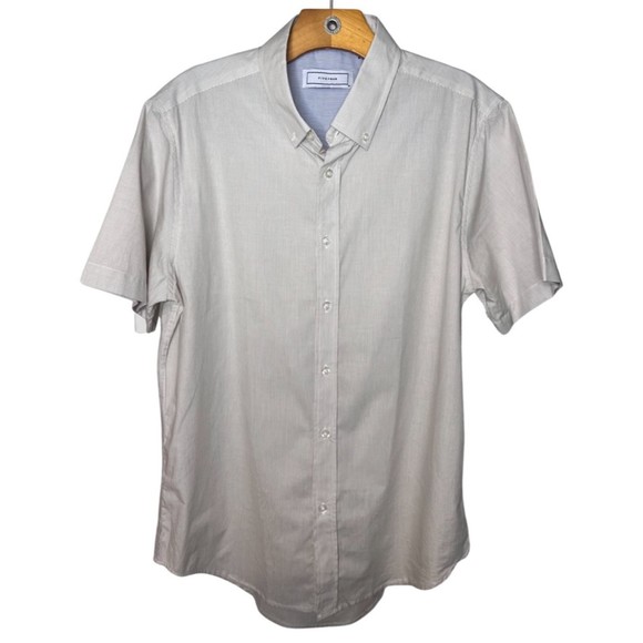 Five Four Thin Striped Short-Sleeve Button-Down Shirt - M - Picture 1 of 5
